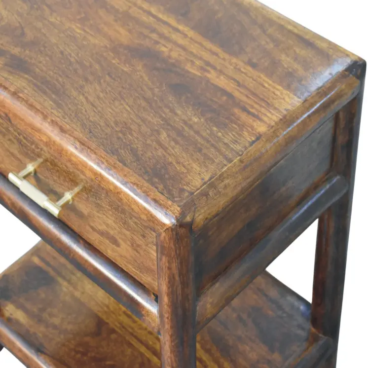 20" Chestnut Solid Wood Square One Drawer Nightstand