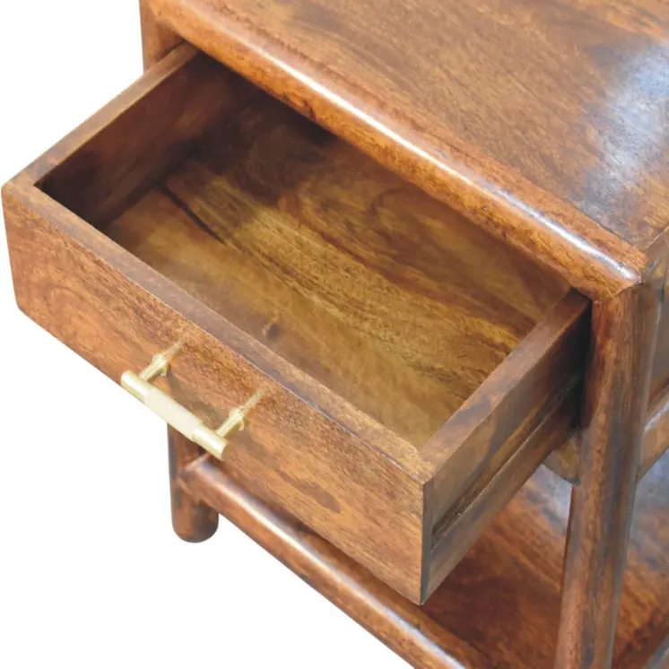 20" Chestnut Solid Wood Square One Drawer Nightstand