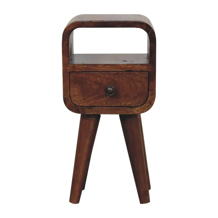 16" Brown Solid Wood Square One Drawer Nightstand