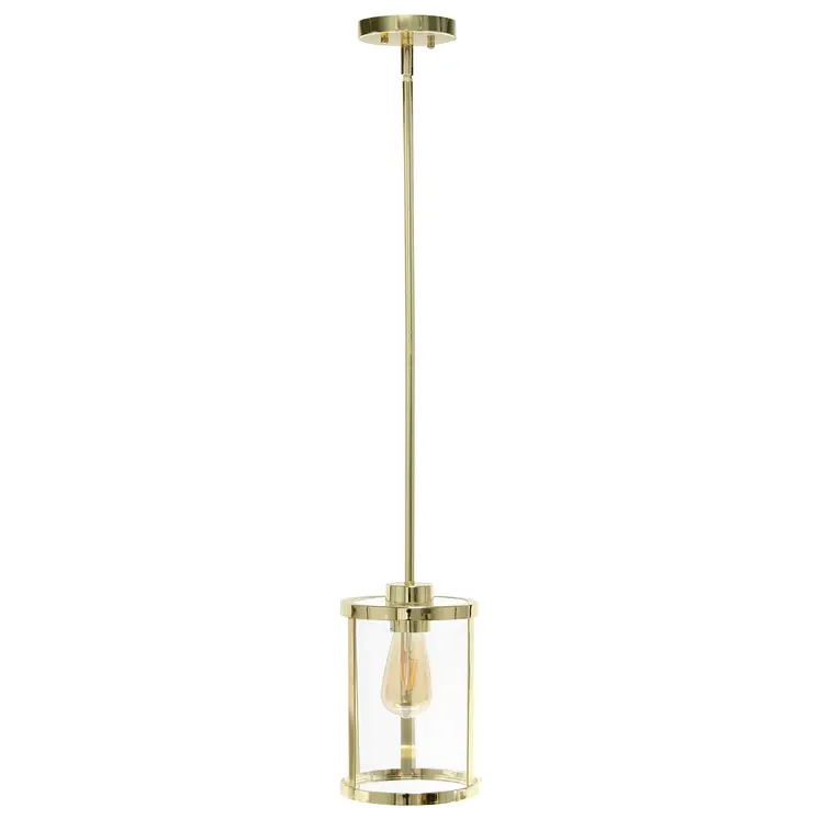Gold Cylinder Iron Ceiling Light With Clear Shades