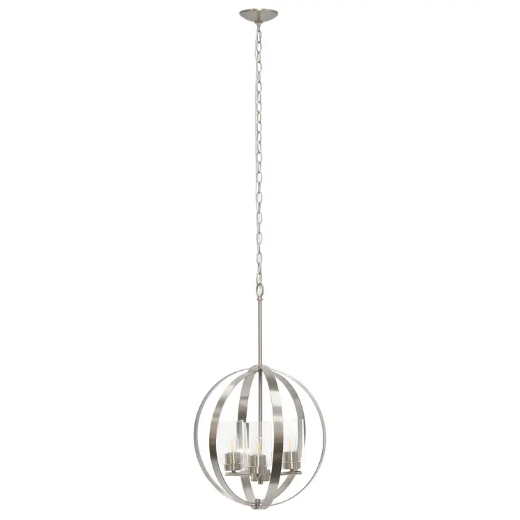 Nickel Sphere Iron Ceiling Light With Clear Shades