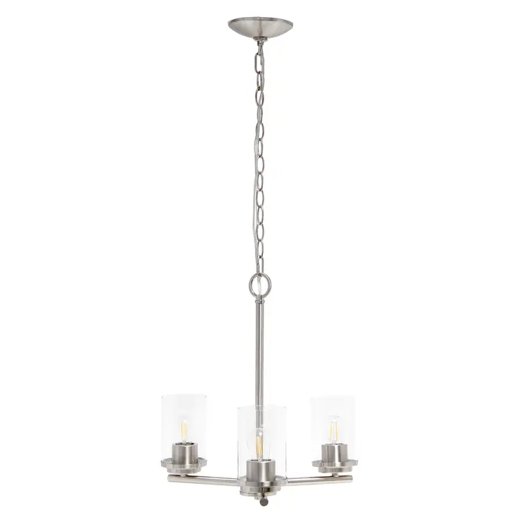 Nickel Chandelier Iron Ceiling Light With Clear Shades