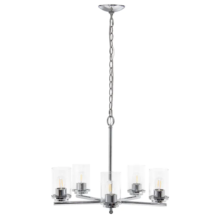 Silver Chandelier Iron Ceiling Light With Clear Shades