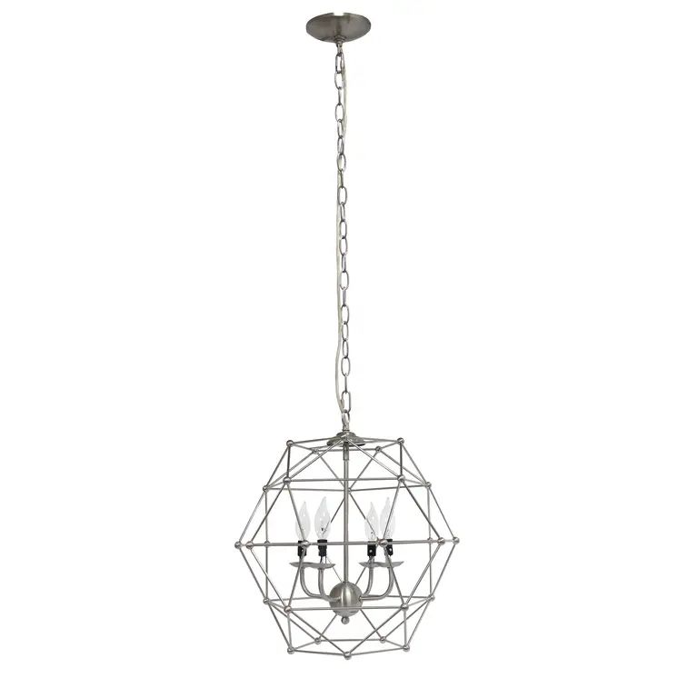 Nickel Candle Style Metal Ceiling Light With Nickel Shades