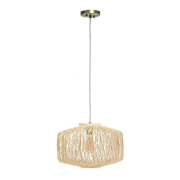 Natural Unique Statement Rattan Ceiling Light With Natural Shades