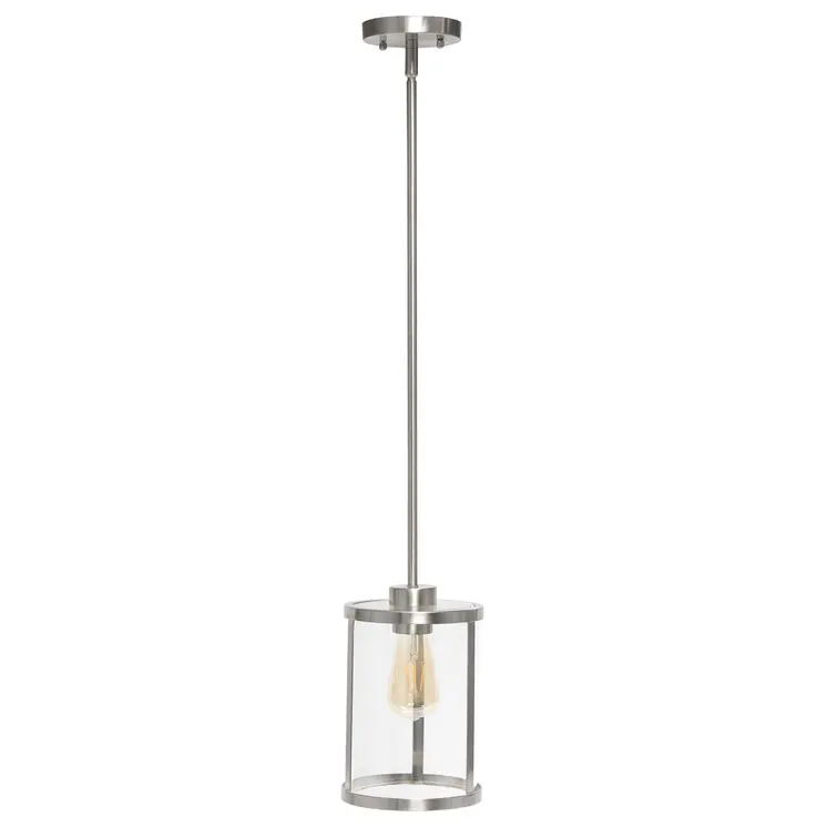 Nickel Cylinder Iron Ceiling Light With Clear Shades