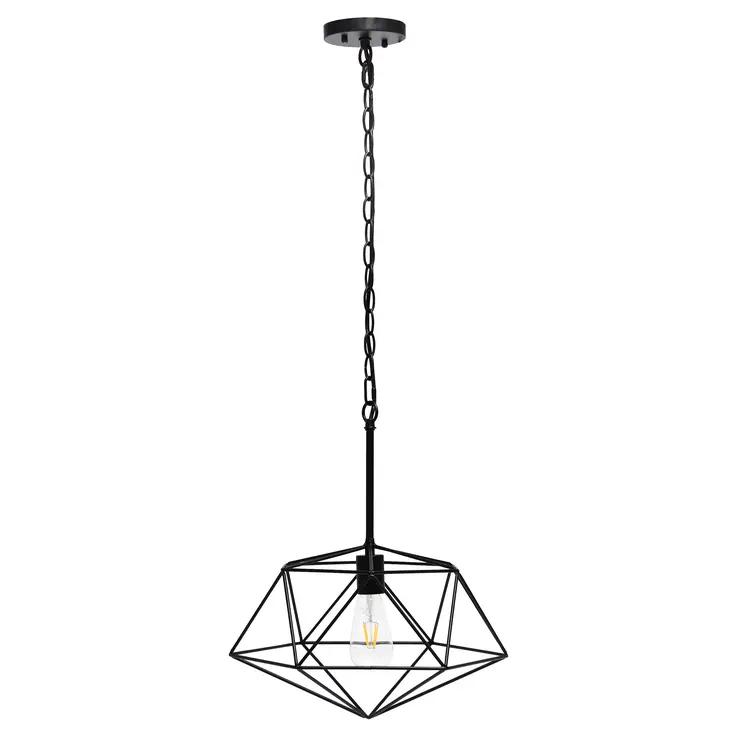 Black Caged Iron Ceiling Light With Black Shades