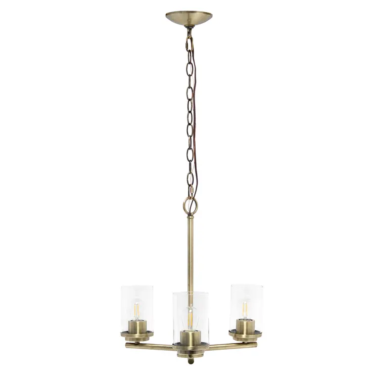 Antiqued Brass Chandelier Iron Ceiling Light With Clear Shades