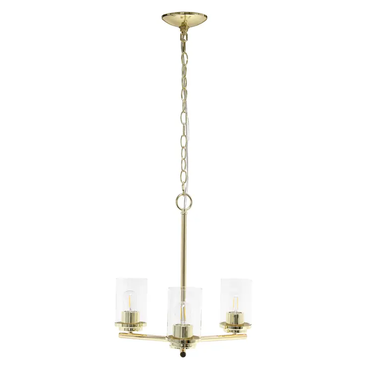 Gold Chandelier Iron Ceiling Light With Clear Shades