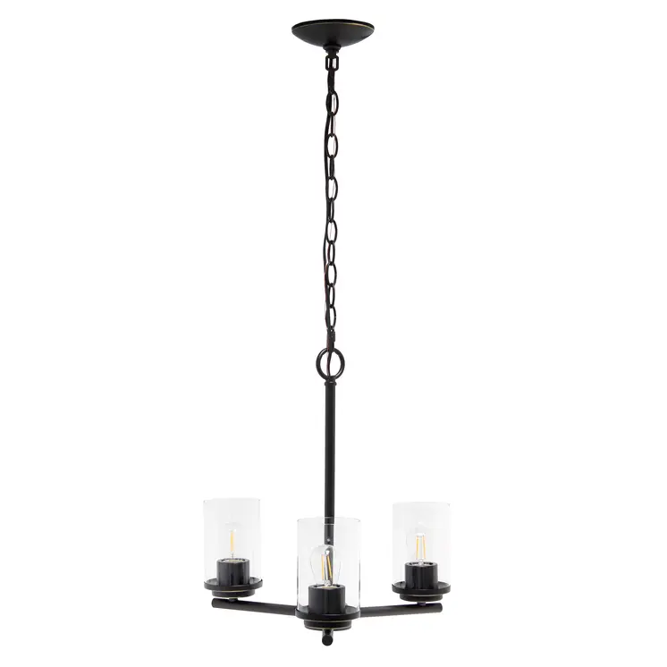 Bronze Chandelier Iron Ceiling Light With Clear Shades