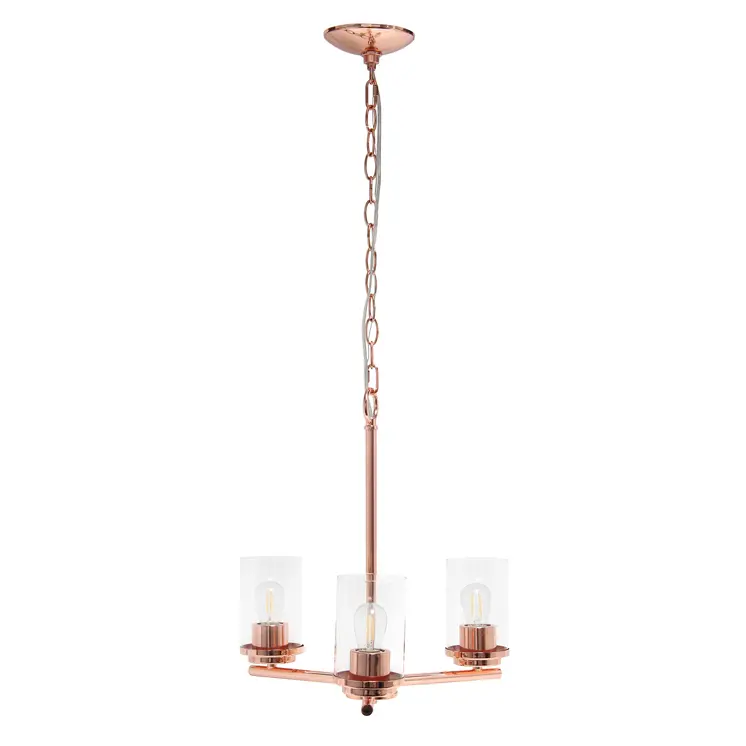 Rose Gold Chandelier Iron Ceiling Light With Clear Shades