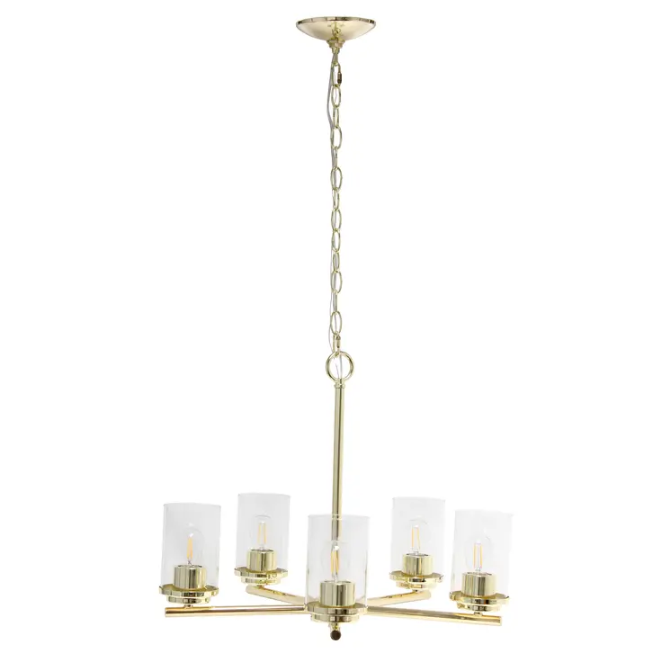 Gold Chandelier Iron Ceiling Light With Clear Shades