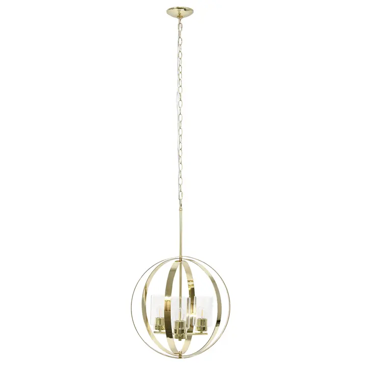 Gold Sphere Iron Ceiling Light With Clear Shades