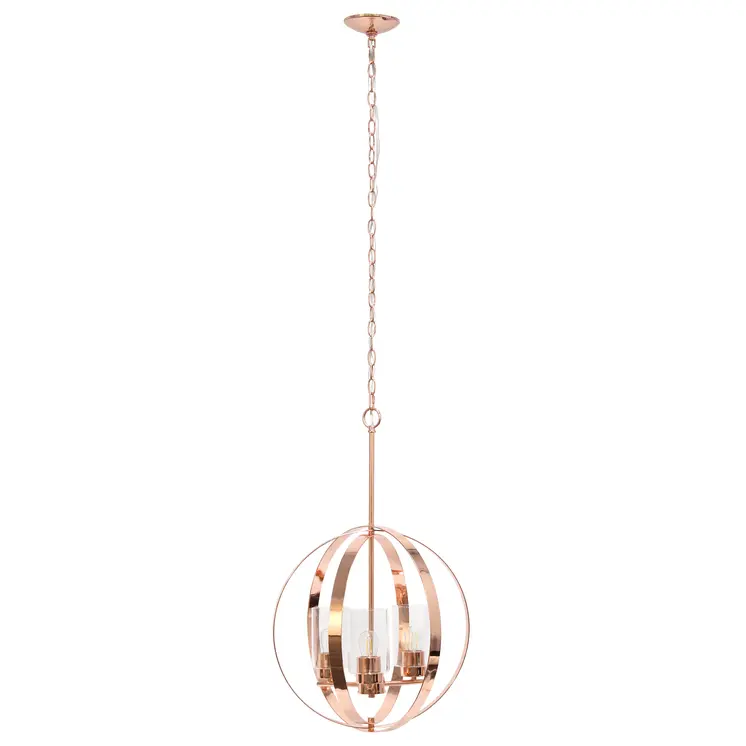 Rose Gold Sphere Iron Ceiling Light With Clear Shades