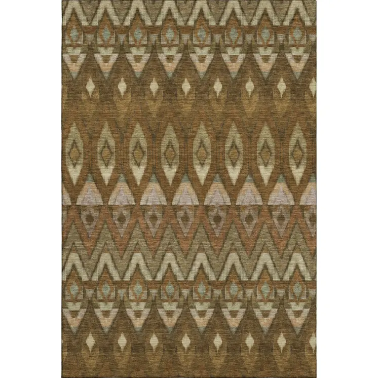 10' X 14' Brown Sage And Beige Southwestern Washable Area Rug With UV Protection