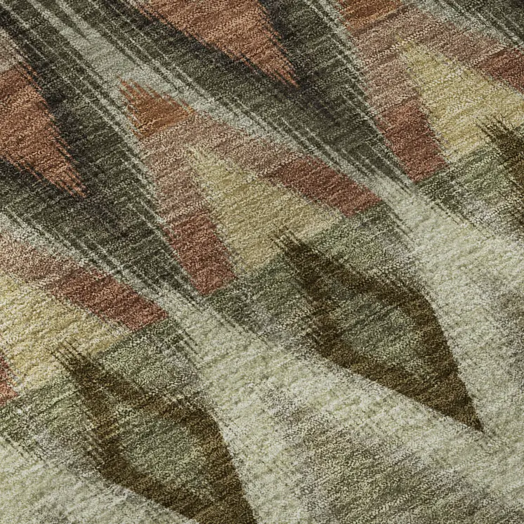10' X 14' Taupe Olive Green And Beige Southwestern Washable Area Rug With UV Protection