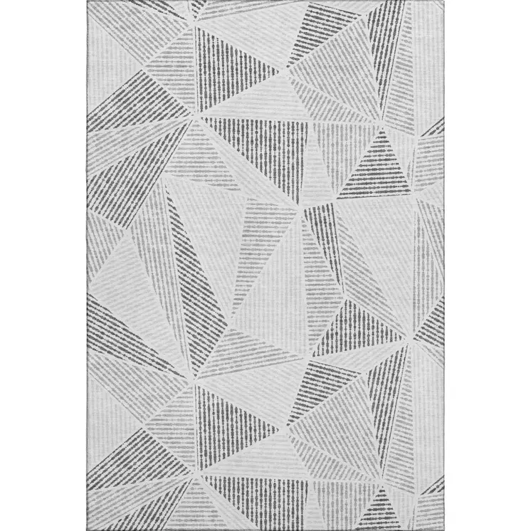 3' X 5' Gray And Silver Geometric Washable Area Rug With UV Protection