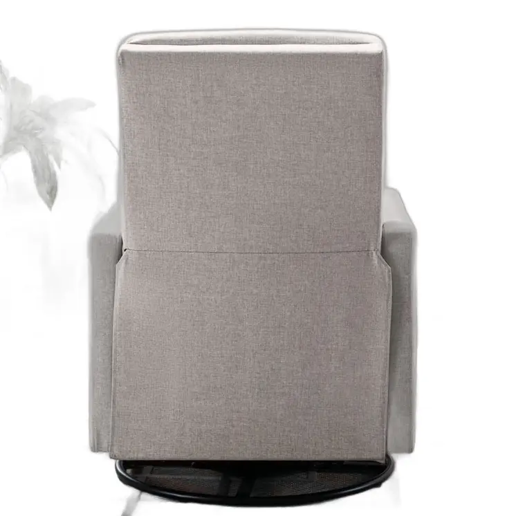 26" Tan Tufted Linen Swivel Manual Recliner