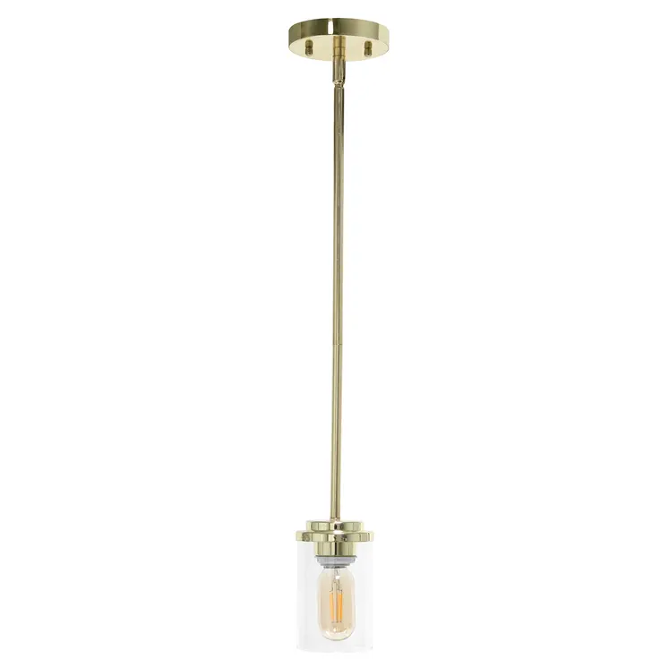 Gold Cylinder Iron Ceiling Light With Clear Shades