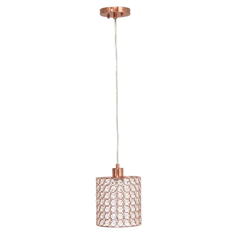 Rose Gold Cylinder Crystal Ceiling Light With Silver Shades