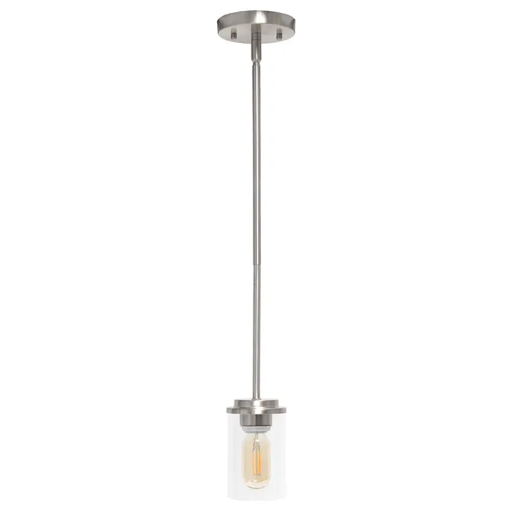 Nickel Cylinder Iron Ceiling Light With Clear Shades