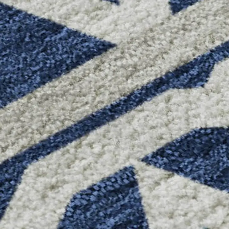 3' X 5' Navy Blue And Ivory Geometric Washable Area Rug With UV Protection