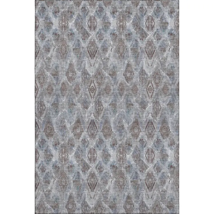 3' X 5' Blue And Gray Diamond Washable Area Rug With UV Protection