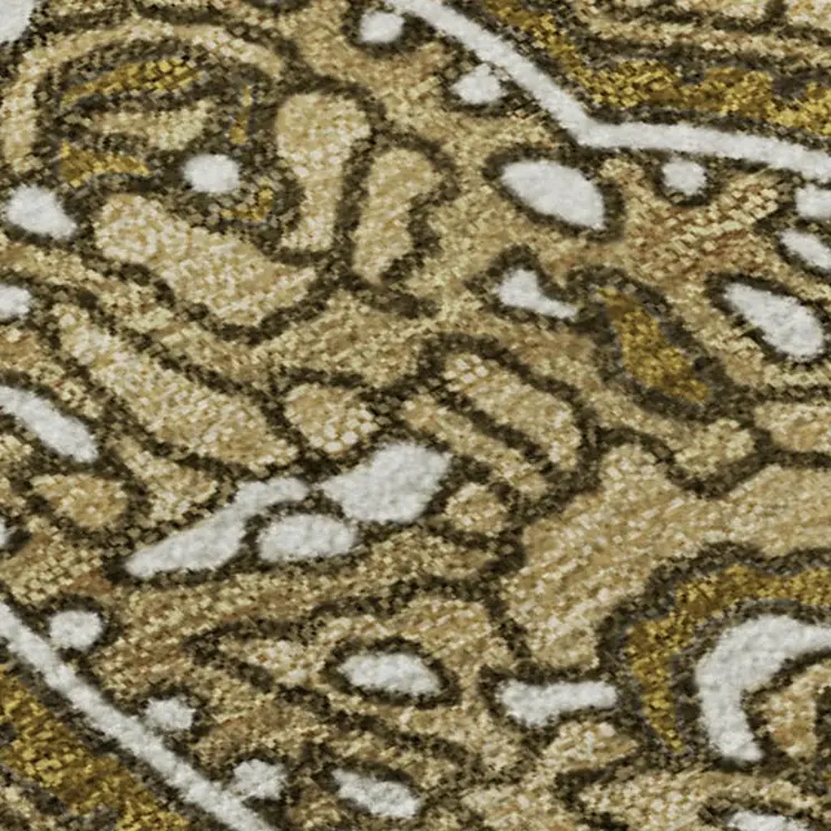 8' X 10' Brown And Ivory Paisley Washable Area Rug With UV Protection