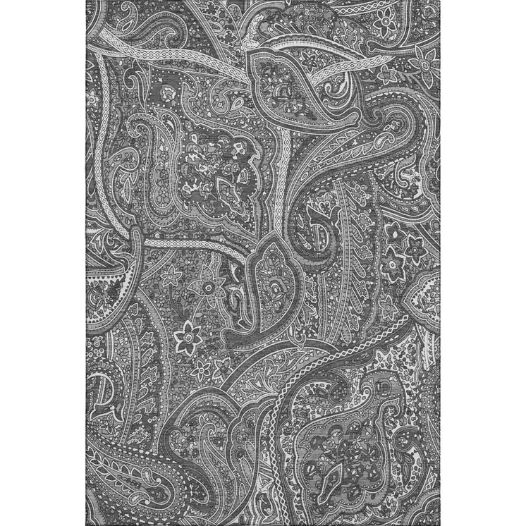 3' X 5' Gray And Ivory Paisley Washable Area Rug With UV Protection