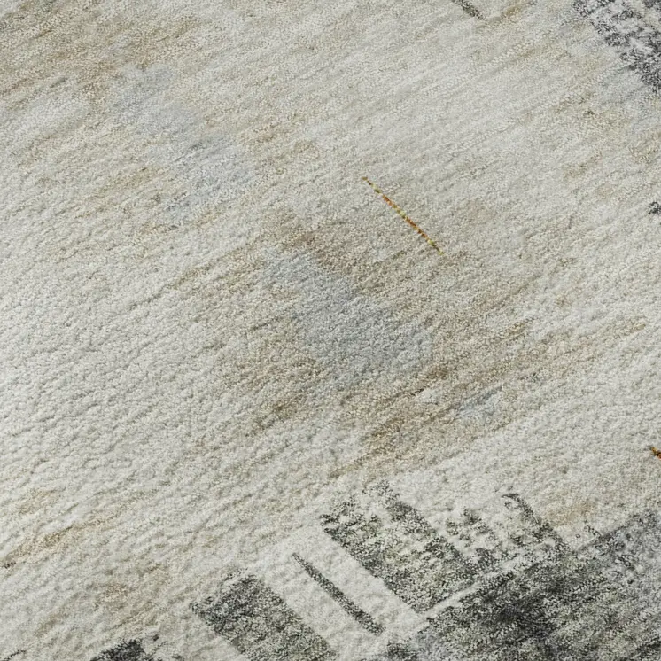 10' X 14' Charcoal Ivory And Gold Abstract Washable Area Rug With UV Protection