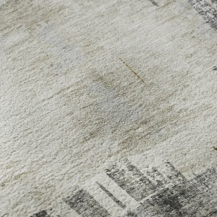 9' X 12' Gray Gold And Ivory Abstract Washable Area Rug With UV Protection