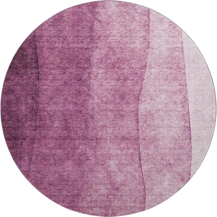 8' Merlot And Ivory Ombre Washable Round Rug With UV Protection