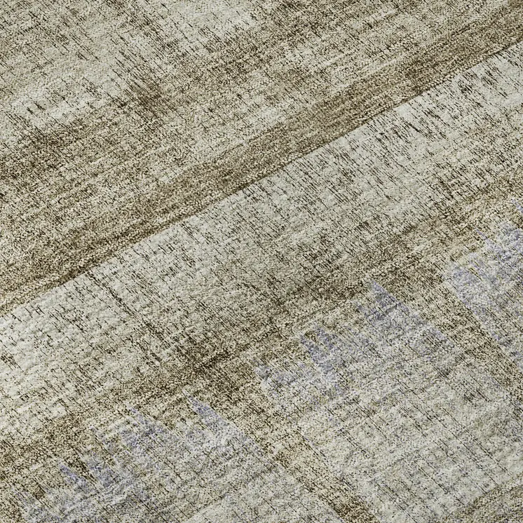 3' X 5' Taupe Gray And Beige Striped Washable Area Rug With UV Protection