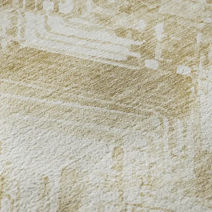 5' X 8' Beige And Ivory Chevron Washable Area Rug With UV Protection