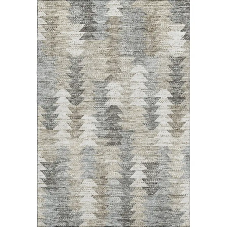 10' X 14' Taupe Ivory And Gray Geometric Washable Area Rug With UV Protection