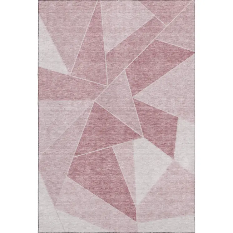 3' X 5' Blush And Ivory Geometric Washable Area Rug With UV Protection