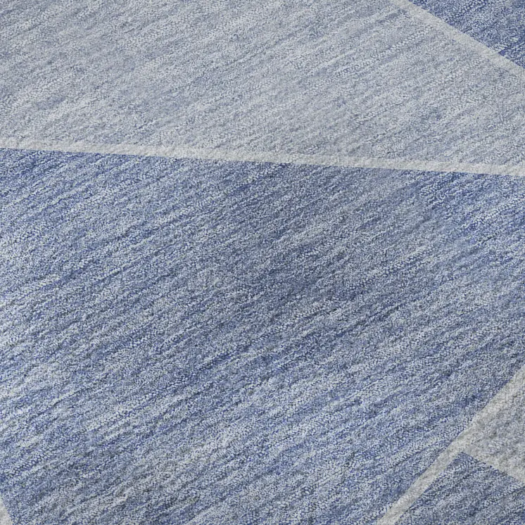 8' X 10' Sky Blue And Ivory Geometric Washable Area Rug With UV Protection