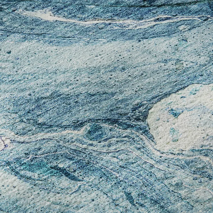 5' X 8' Sky Blue And Ivory Abstract Washable Area Rug With UV Protection