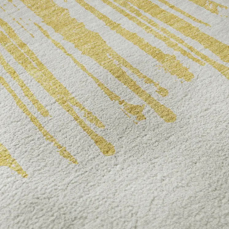 10' X 14' Gold And Ivory Abstract Washable Area Rug With UV Protection