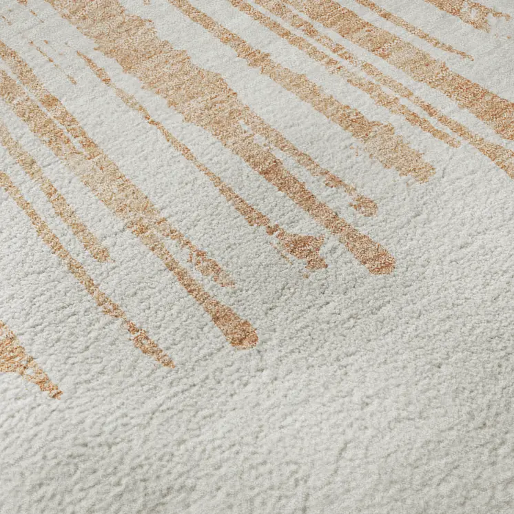 5' X 8' Salmon And Ivory Abstract Washable Area Rug With UV Protection