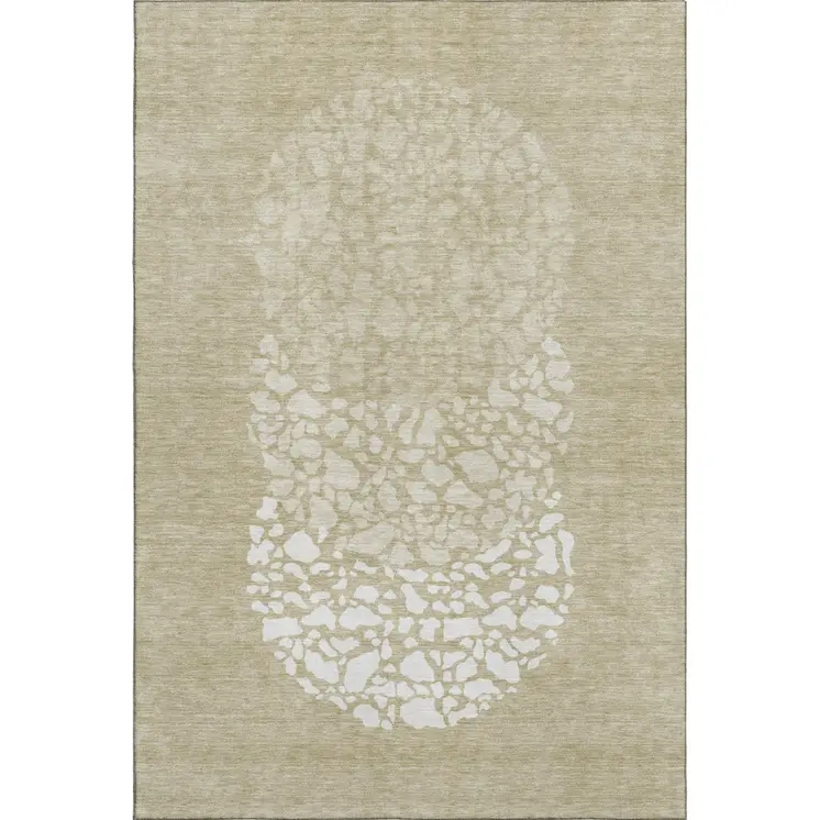 9' X 12' Beige And Ivory Abstract Washable Area Rug With UV Protection