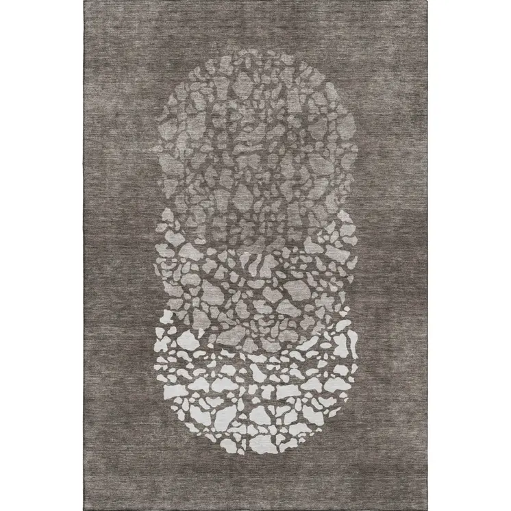 8' X 10' Taupe And Ivory Abstract Washable Area Rug With UV Protection