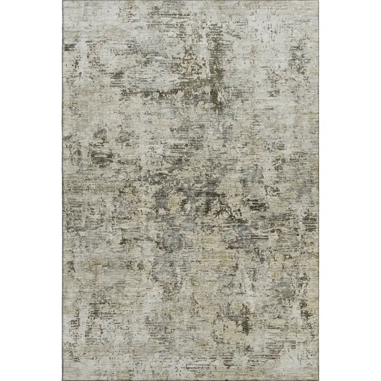 8' X 10' Taupe Beige And Gray Abstract Washable Area Rug With UV Protection