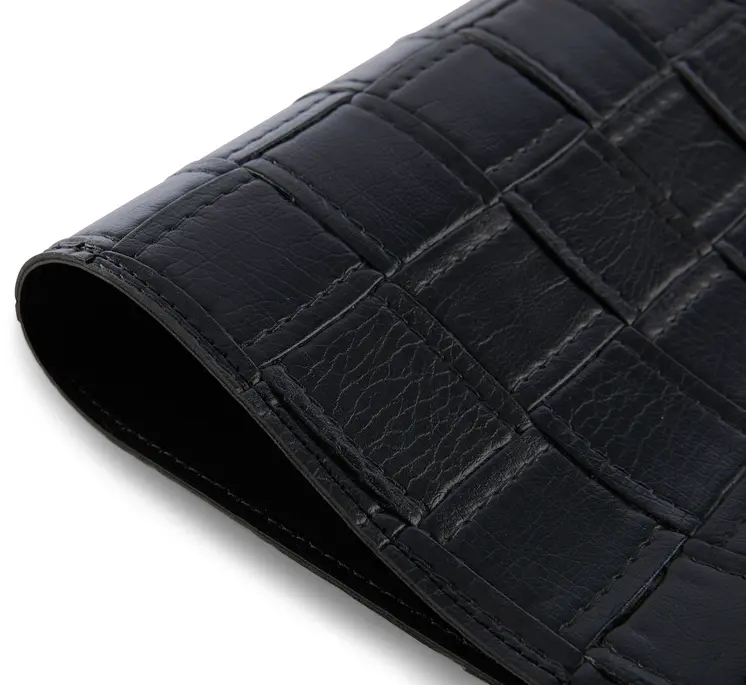 18" Set of Four Black Faux Leather Placemats