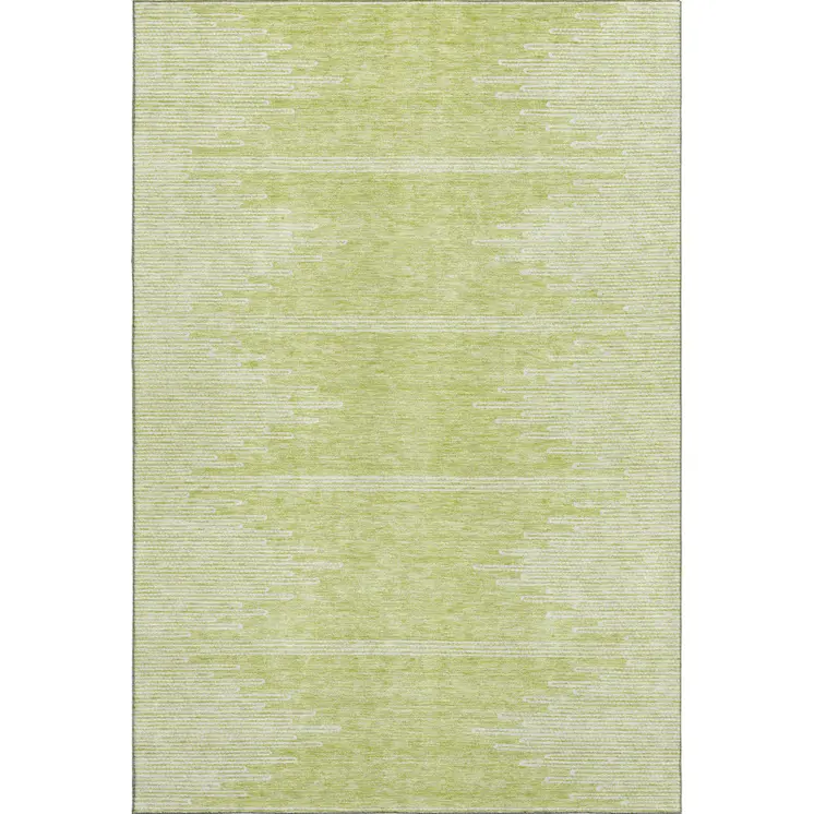 8' X 10' Artichoke Green And Ivory Abstract Washable Area Rug With UV Protection