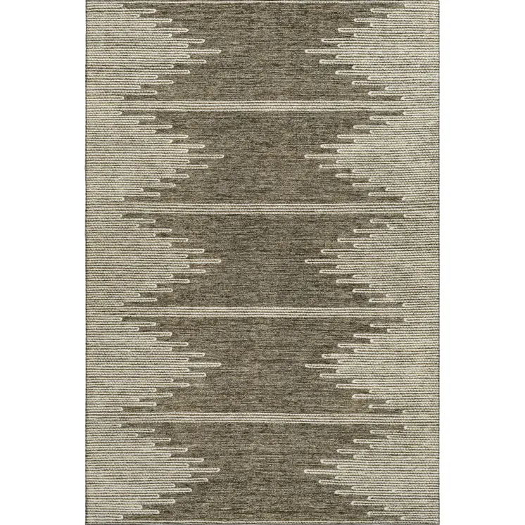 5' X 8' Coffee And Ivory Abstract Washable Area Rug With UV Protection