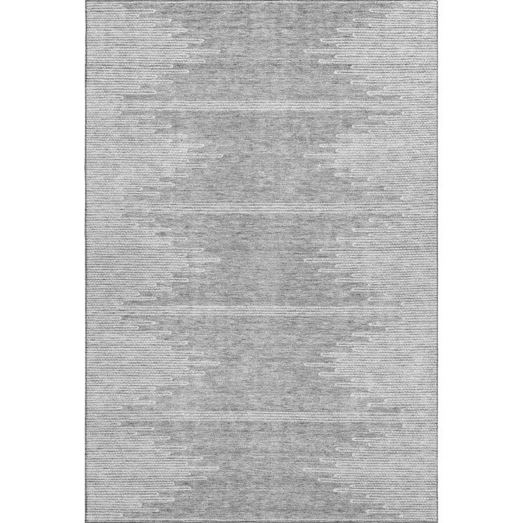 5' X 8' Gray And Ivory Abstract Washable Area Rug With UV Protection