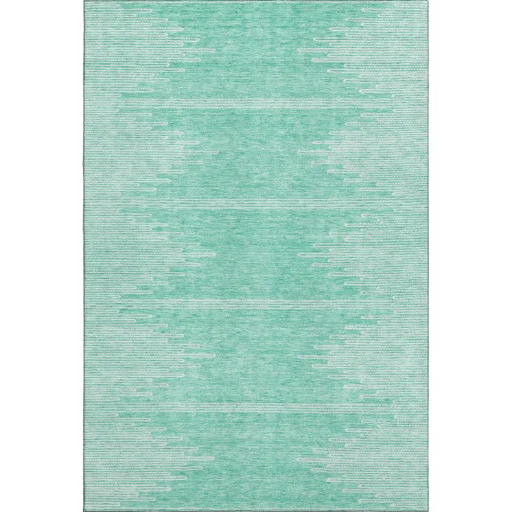 3' X 5' Teal And Ivory Abstract Washable Area Rug With UV Protection