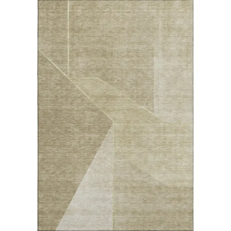 3' X 5' Beige And Ivory Geometric Washable Area Rug With UV Protection