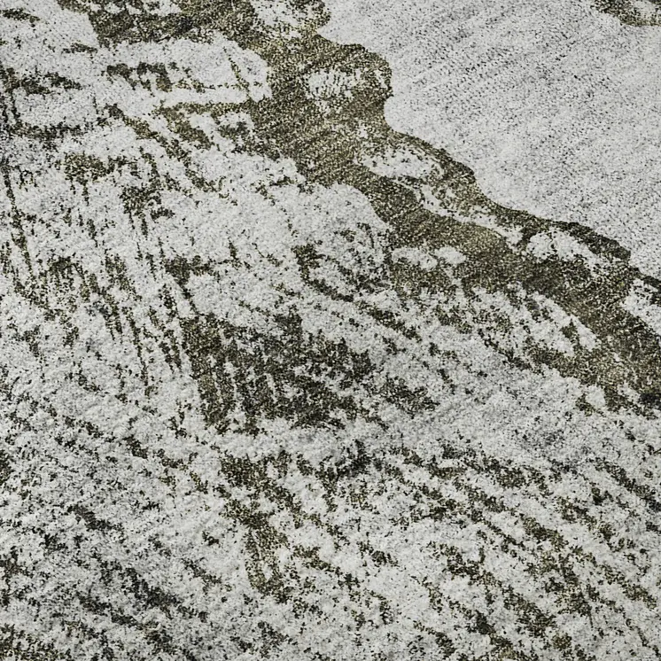 8' X 10' Gray And Ivory Woodland Lodge Washable Area Rug With UV Protection